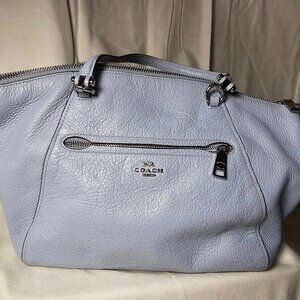 Coach Light Blue Pebbled Leather Crossbody Satchel